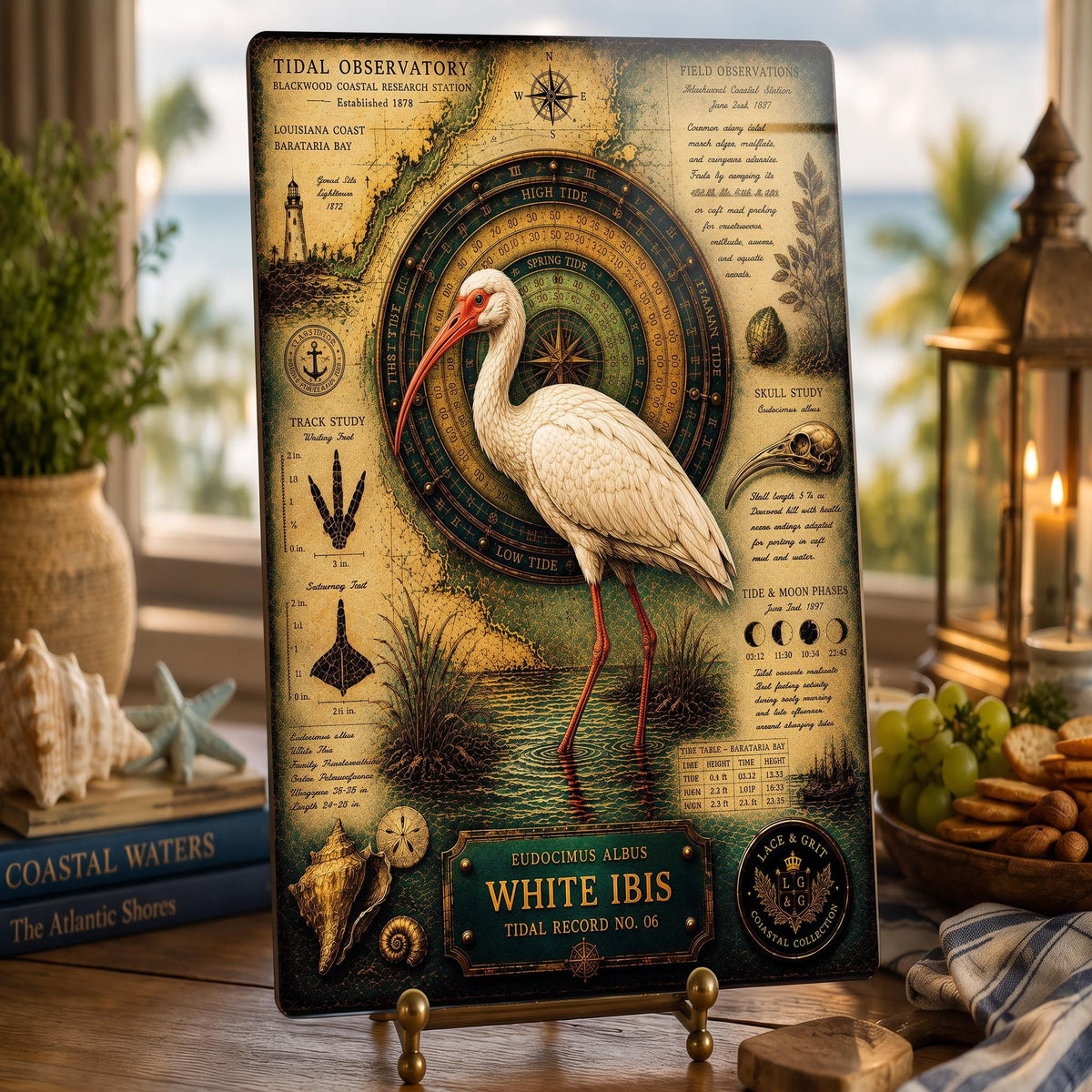 White Ibis Tempered Glass Art Board | Coastal Field Studies