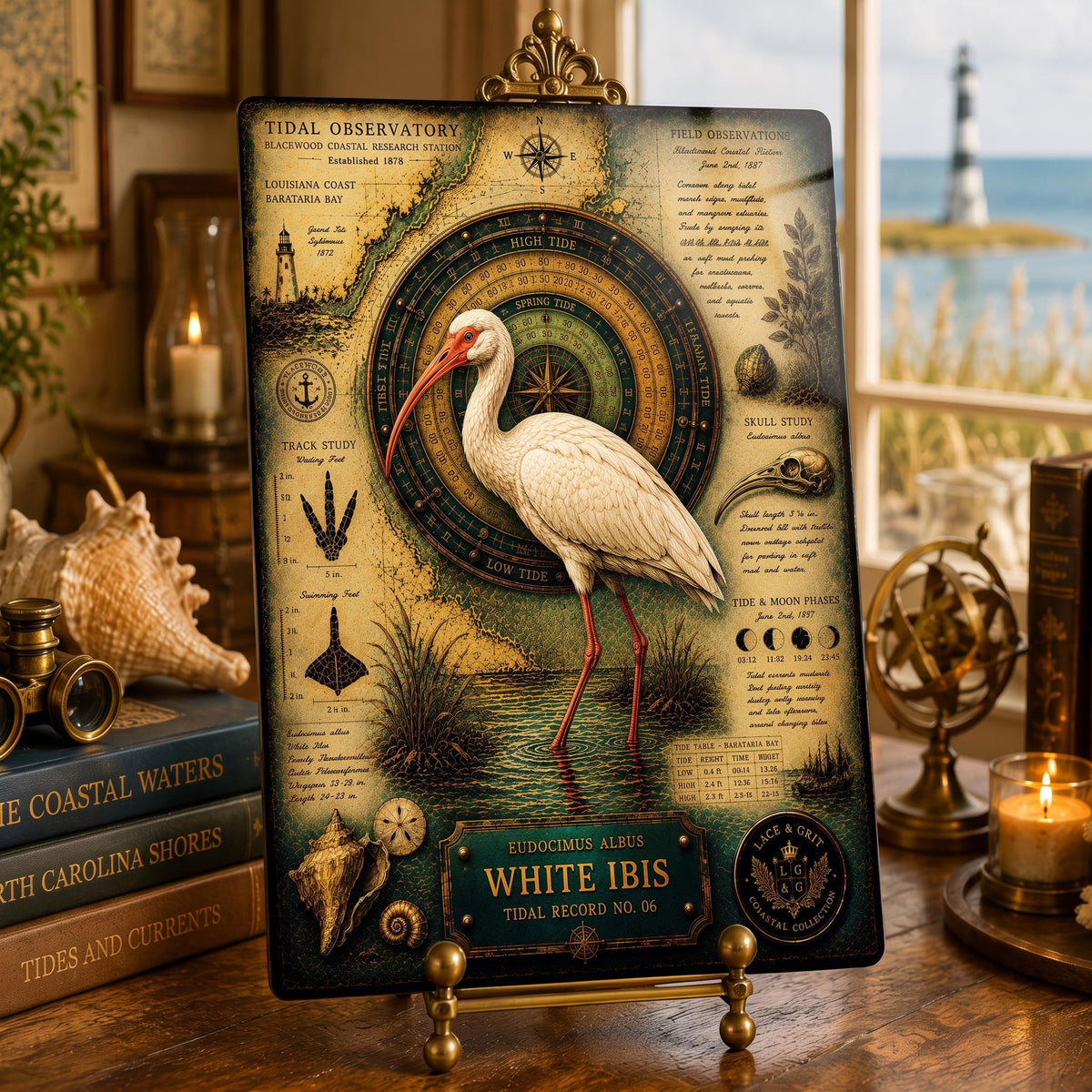 White Ibis Tempered Glass Art Board | Coastal Field Studies