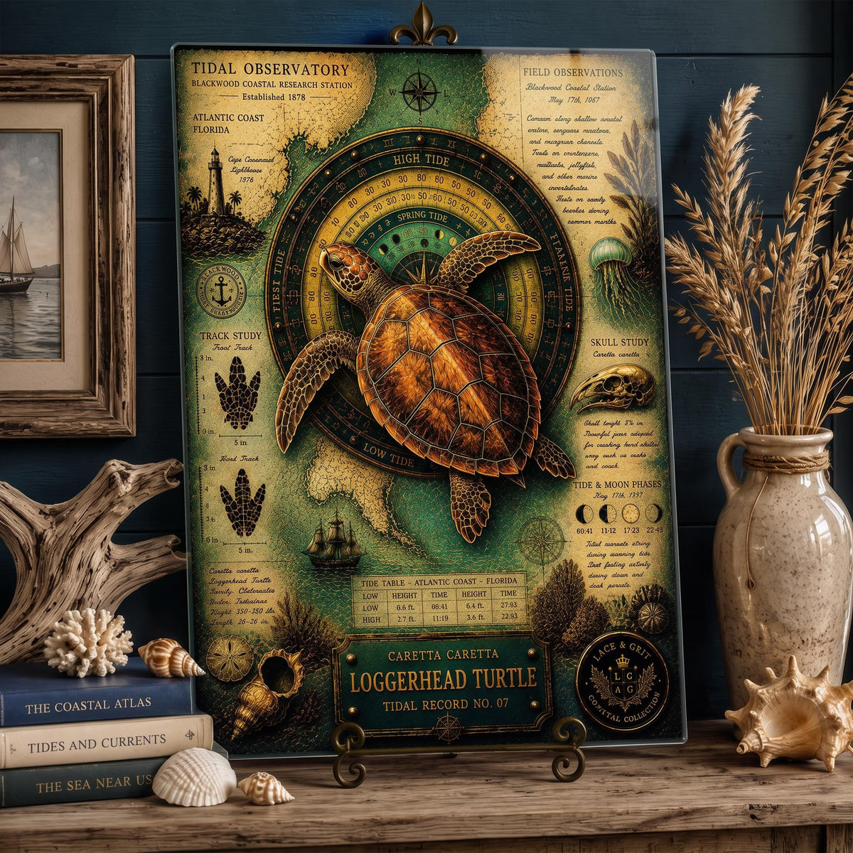 Loggerhead Turtle Tempered Glass Art Board | Coastal Field Studies