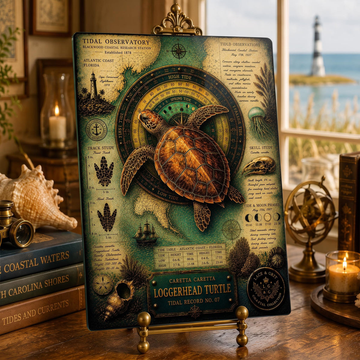Loggerhead Turtle Tempered Glass Art Board | Coastal Field Studies