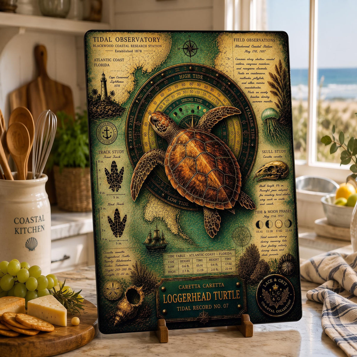 Loggerhead Turtle Tempered Glass Art Board | Coastal Field Studies
