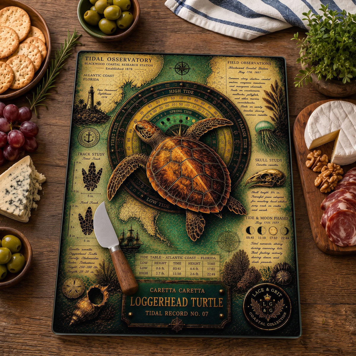 Loggerhead Turtle Tempered Glass Art Board | Coastal Field Studies