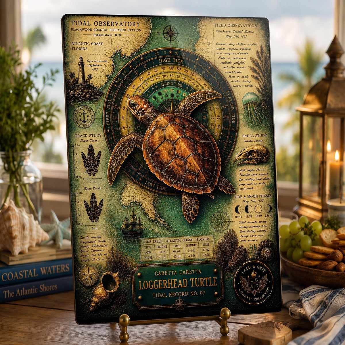 Loggerhead Turtle Tempered Glass Art Board | Coastal Field Studies