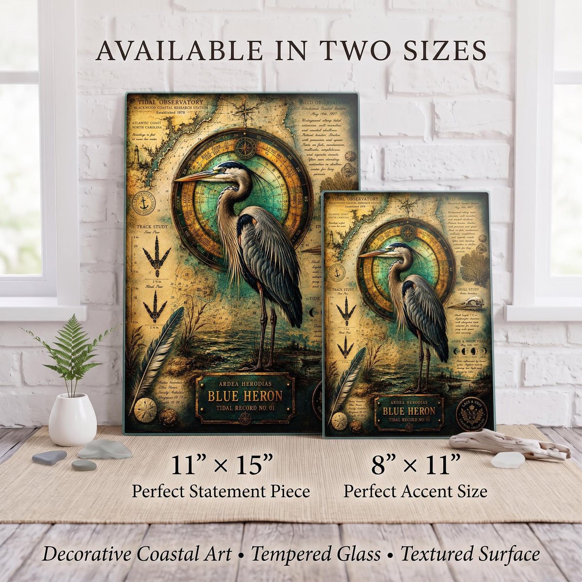 Blue Heron Tempered Glass Art Board | Coastal Field Studies