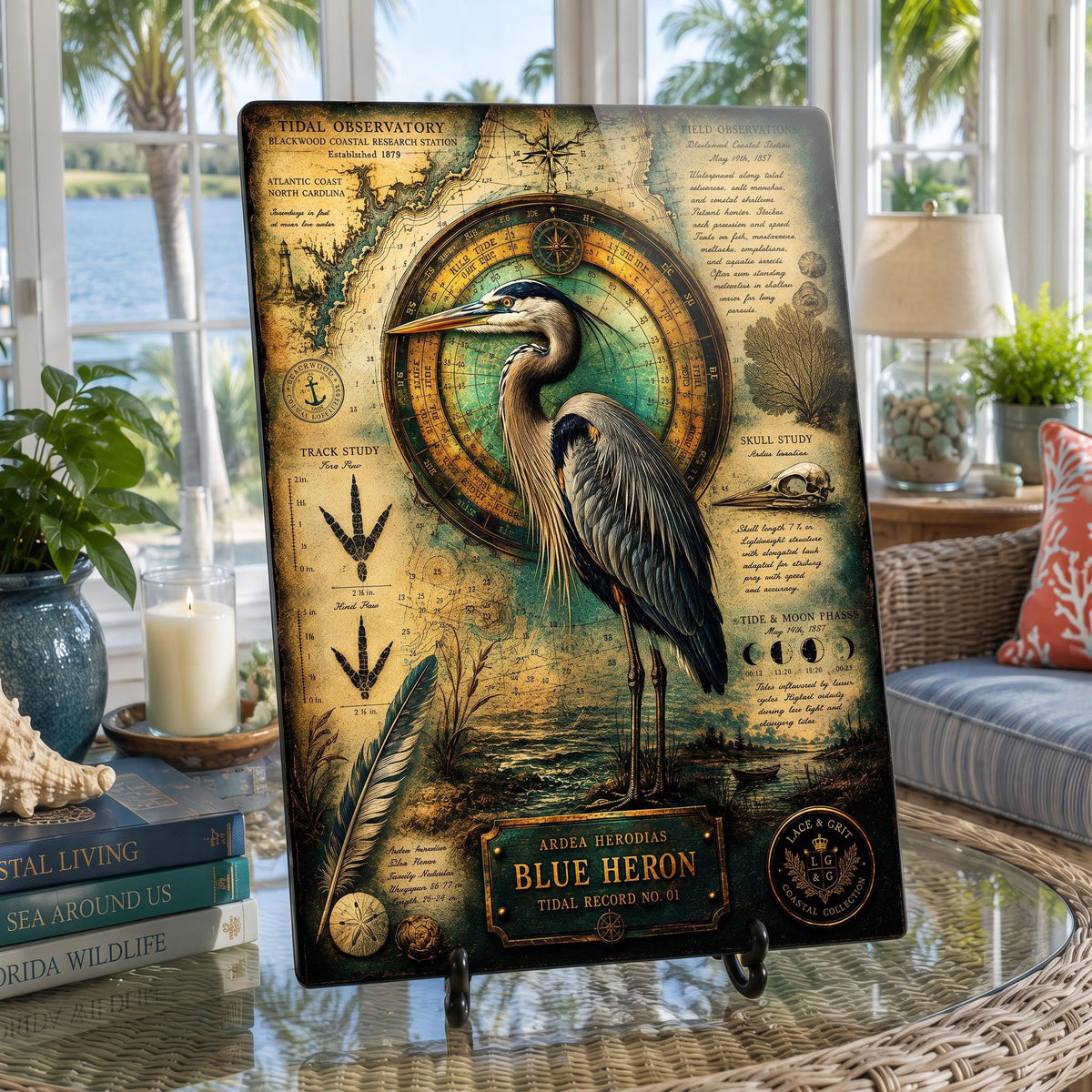 Blue Heron Tempered Glass Art Board | Coastal Field Studies