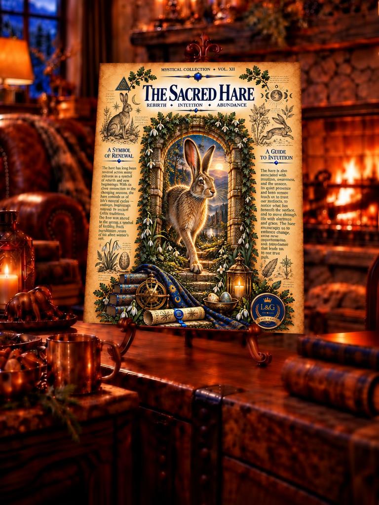 Sacred Hare Tempered Glass Charcuterie Board, Mystical Kitchen Art, Decorative Cutting Board
