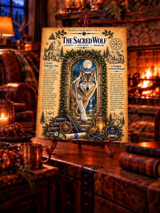 Sacred Wolf Tempered Glass Charcuterie Board, Mystical Kitchen Art, Decorative Cutting Board