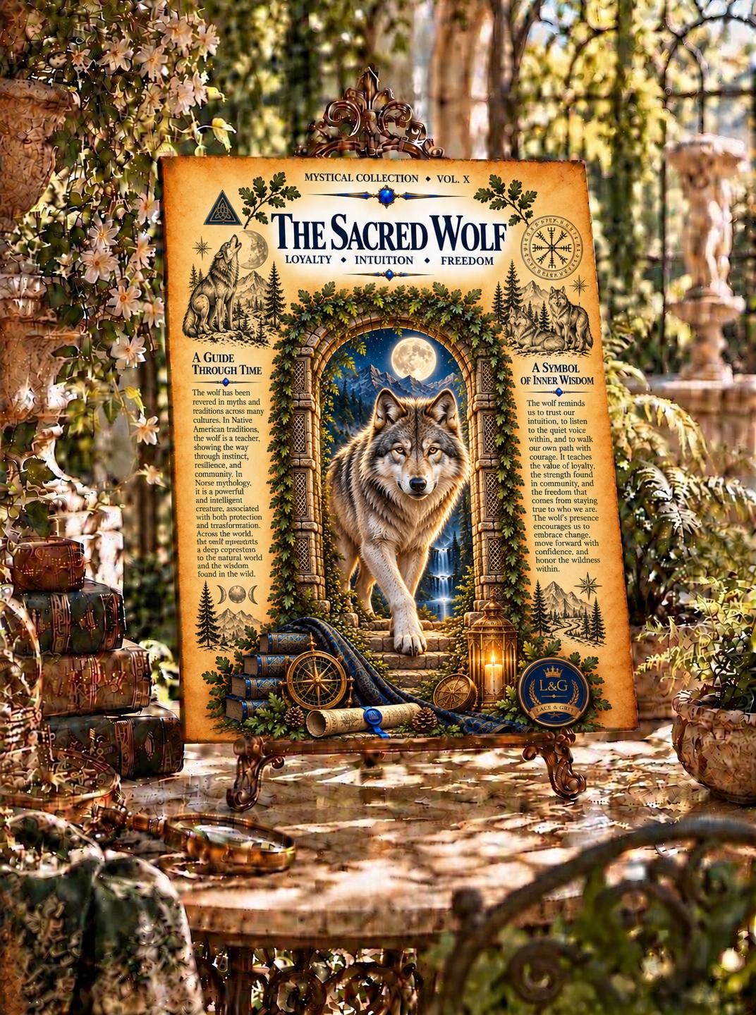 Sacred Wolf Tempered Glass Charcuterie Board, Mystical Kitchen Art, Decorative Cutting Board