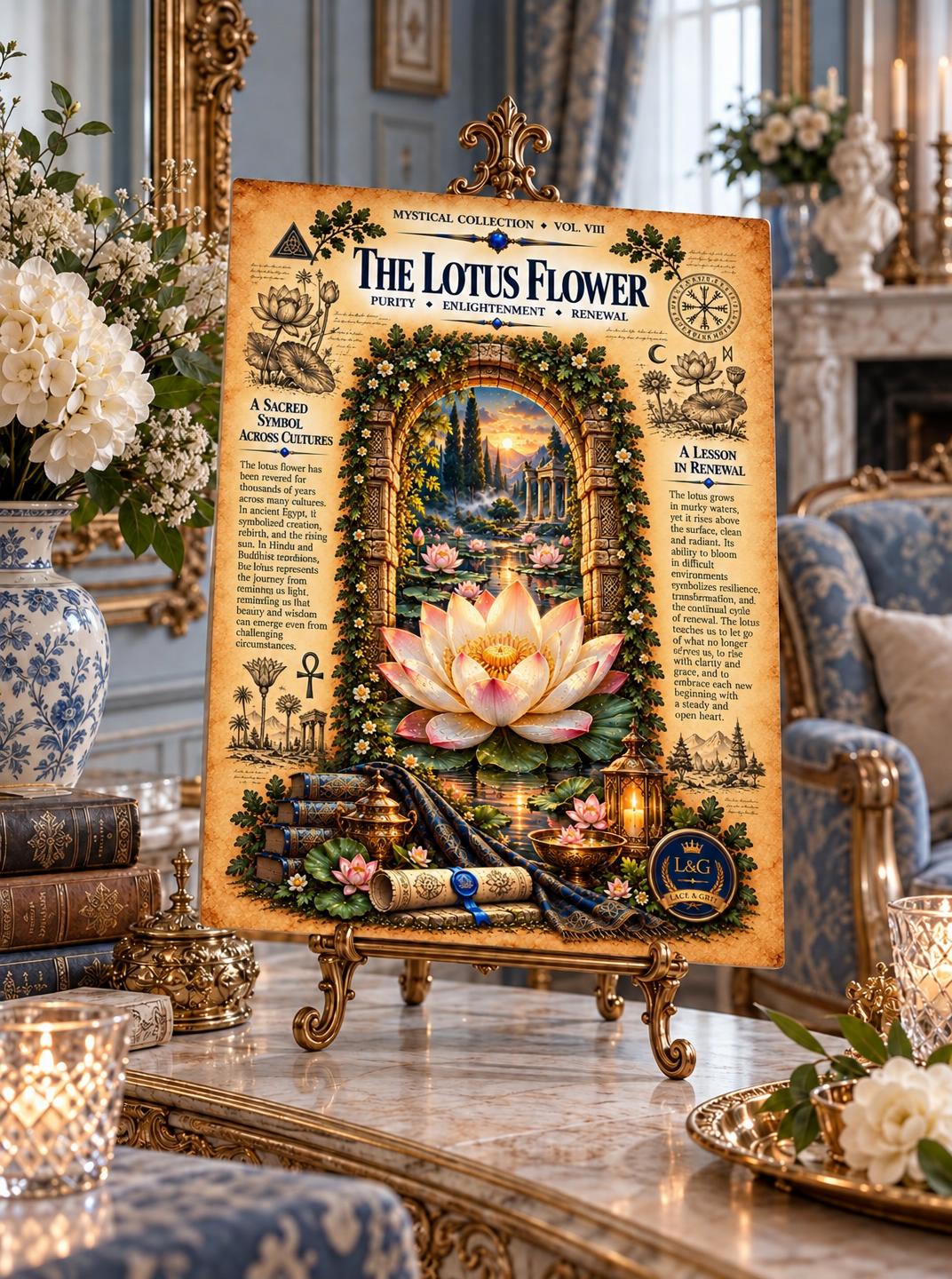 Lotus Flower Tempered Glass Charcuterie Board, Mystical Kitchen Art, Decorative Cutting Board