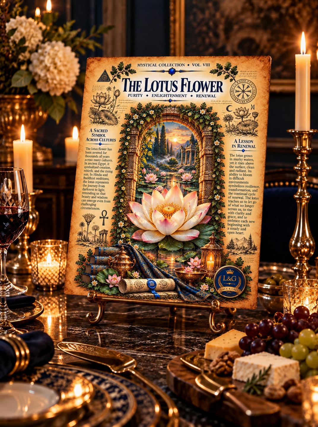 Lotus Flower Tempered Glass Charcuterie Board, Mystical Kitchen Art, Decorative Cutting Board
