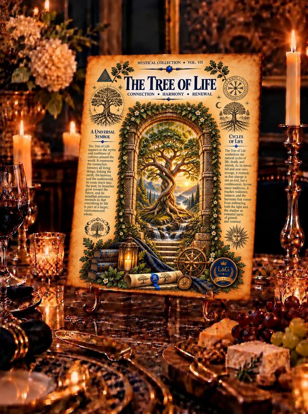 Tree of Life Tempered Glass Charcuterie Board, Mystical Kitchen Art, Decorative Cutting Board