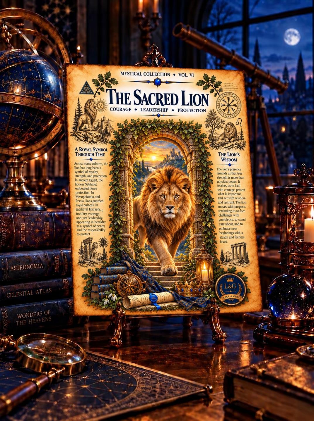 Sacred Lion Tempered Glass Charcuterie Board, Mystical Kitchen Art, Decorative Cutting Board