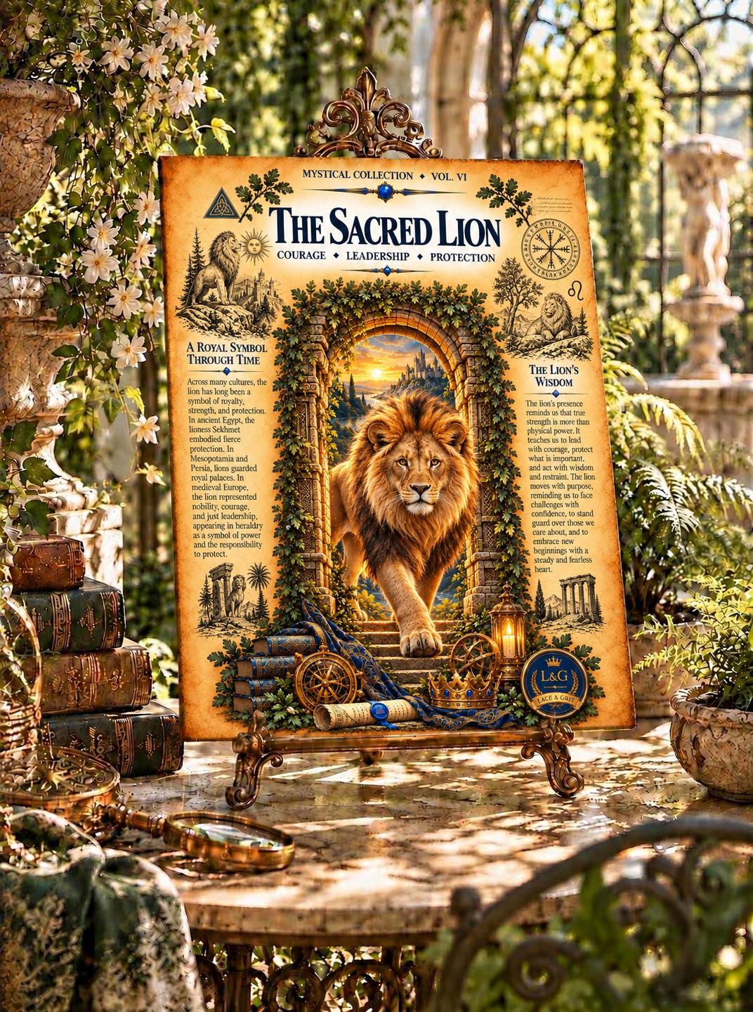 Sacred Lion Tempered Glass Charcuterie Board, Mystical Kitchen Art, Decorative Cutting Board