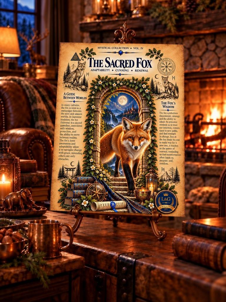 Sacred Fox Tempered Glass Charcuterie Board, Mystical Kitchen Art, Decorative Cutting Board