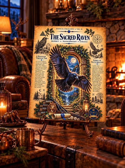 Sacred Raven Tempered Glass Charcuterie Board, Mystical Kitchen Art, Decorative Cutting Board