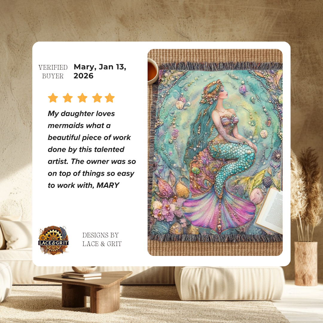 Beaded Look Mermaid – Woven Throw Blanket