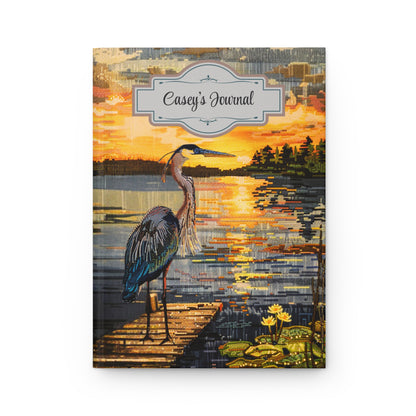 Beaded Look Blue Heron – Hardcover Journal