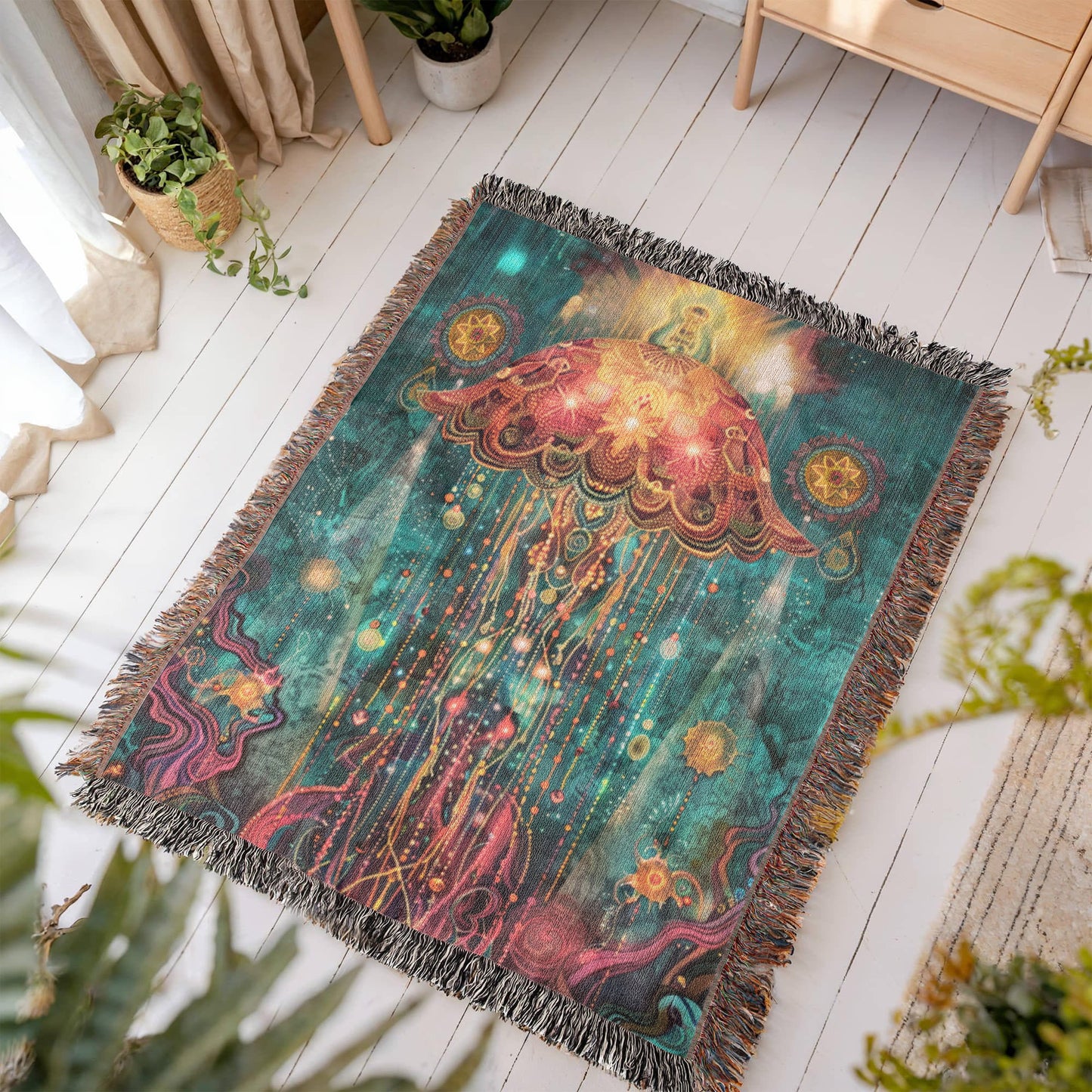 Beaded Look Jellyfish – Woven Throw Blanket