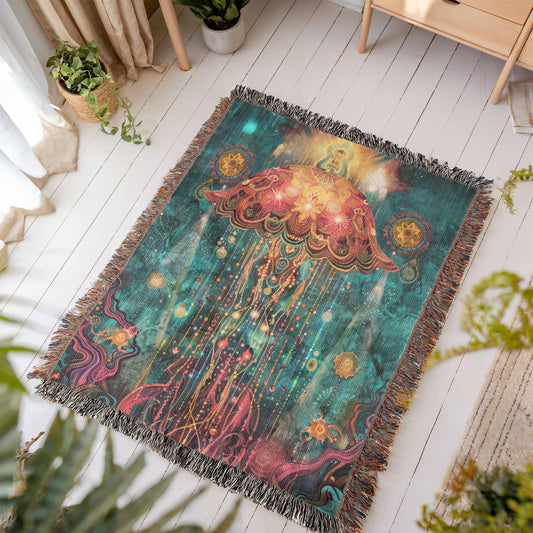 Beaded Look Jellyfish – Woven Throw Blanket