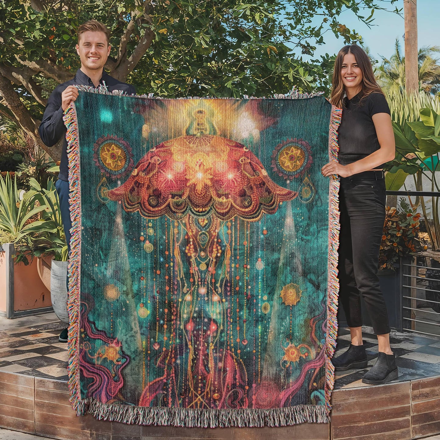 Beaded Look Jellyfish – Woven Throw Blanket