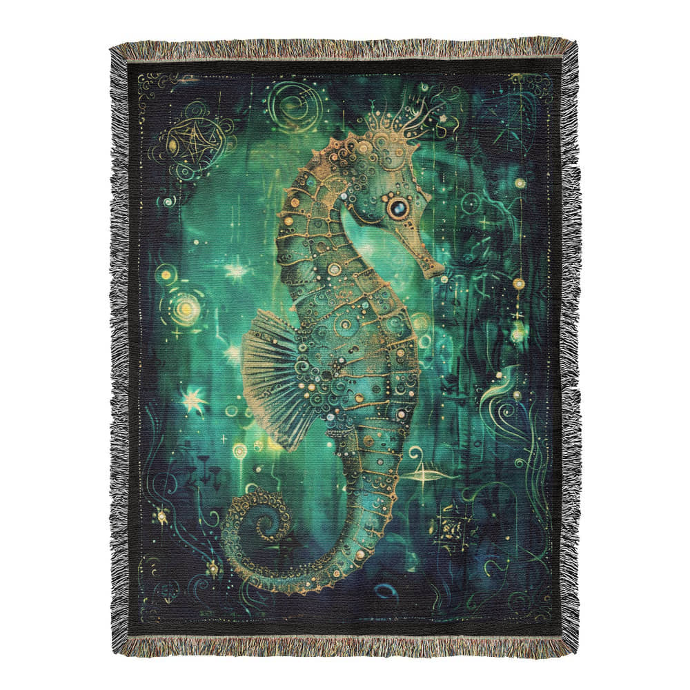 Beaded Look Seahorse – Woven Throw Blanket
