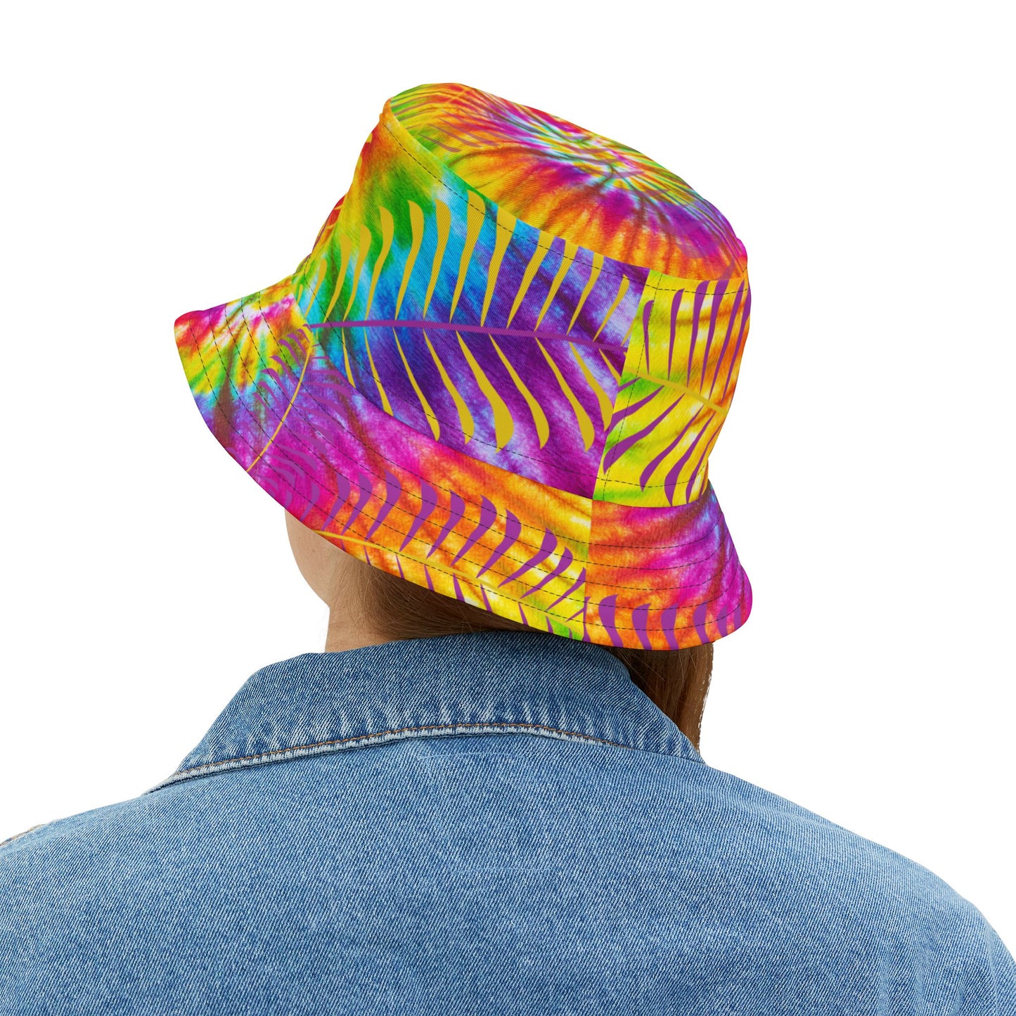 Boho Radiance Bucket Hat – Vibrant Rainbow Tie-Dye Pattern | Unisex All-Over Print Hat by Lace & Grit