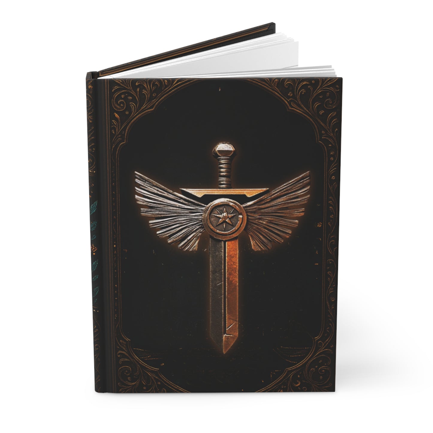 Winged Sword Journal – Fantasy RPG Notebook, Medieval Warrior Diary, Personalized Hardcover Journal, Gothic Book of Courage