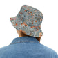 Wildflower Sky Bucket Hat – Rustic Floral Pattern in Dusty Blue & Terra Cotta | Unisex All-Over Print Hat by Lace & Grit