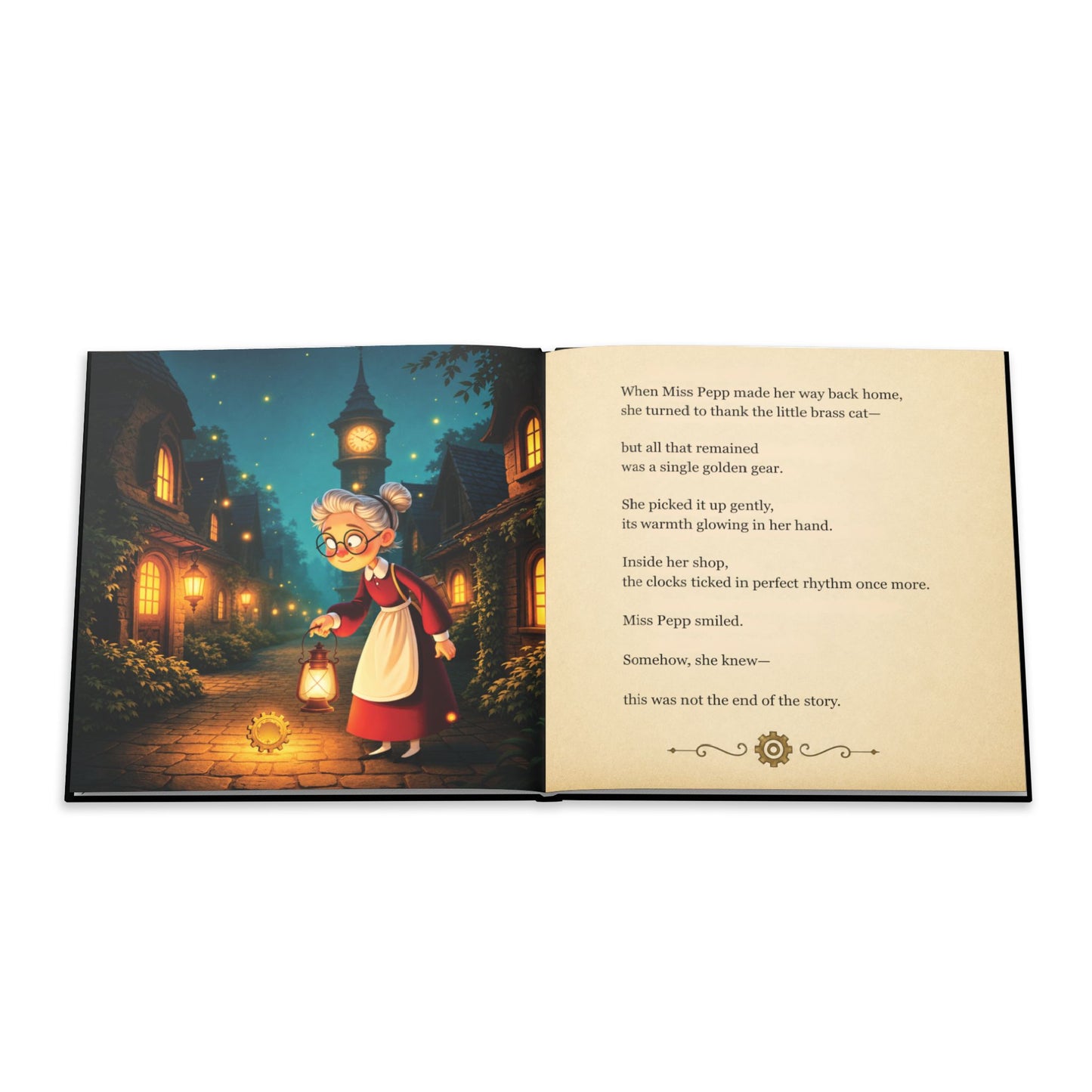 Miss Pepp and the Clockwork Cat Book, Personalized Hardcover Children's Book, Bedtime Story, Steampunk Picture Book, Gift