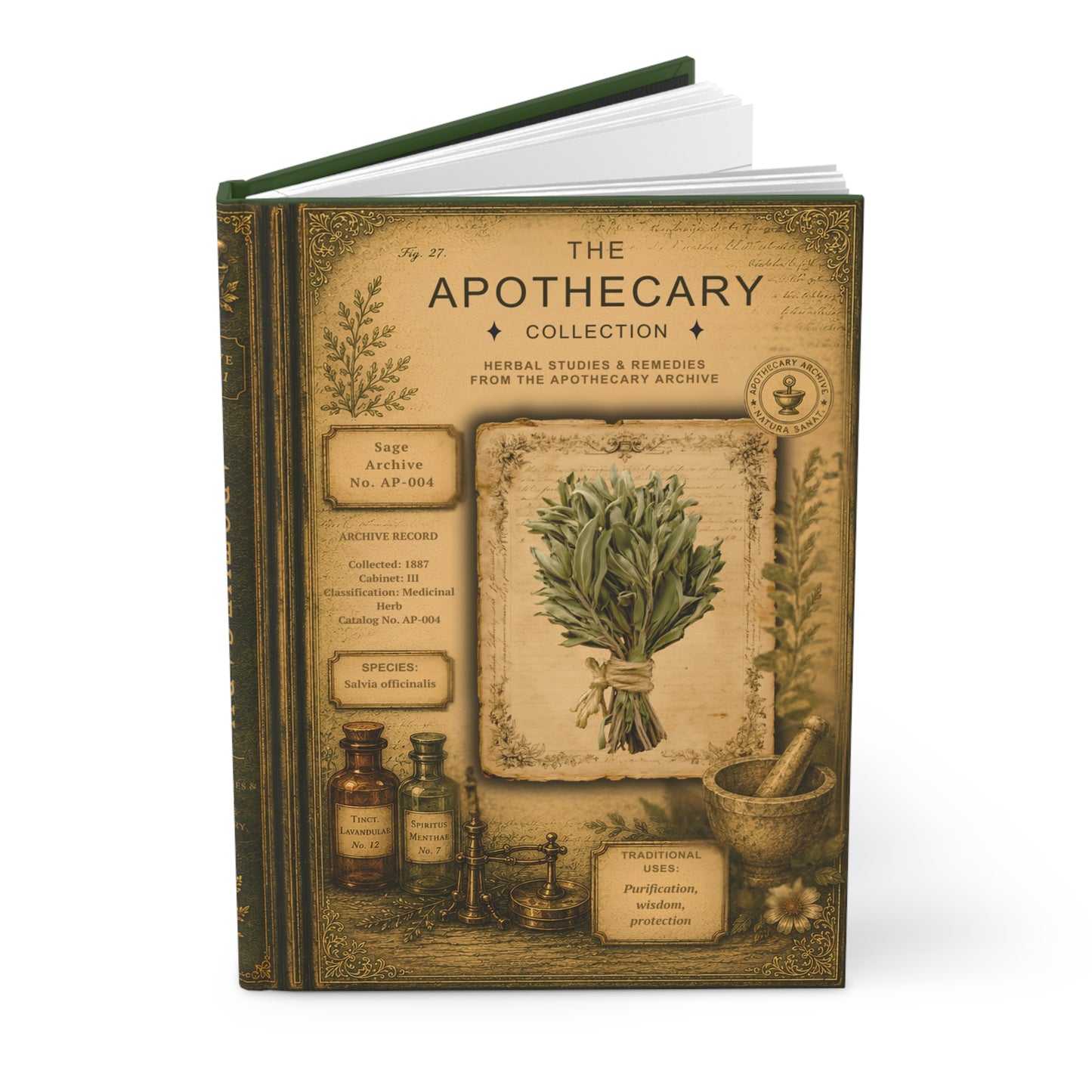 Sage Journal, Personalized Herbal Journal, Apothecary Notebook, Botanical Writing Journal, Dark Academia Gift