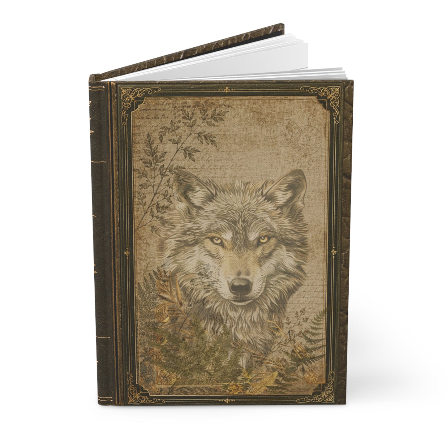 Woodland Wolf Journal – Personalized Vintage-Inspired Botanical Hardcover Notebook