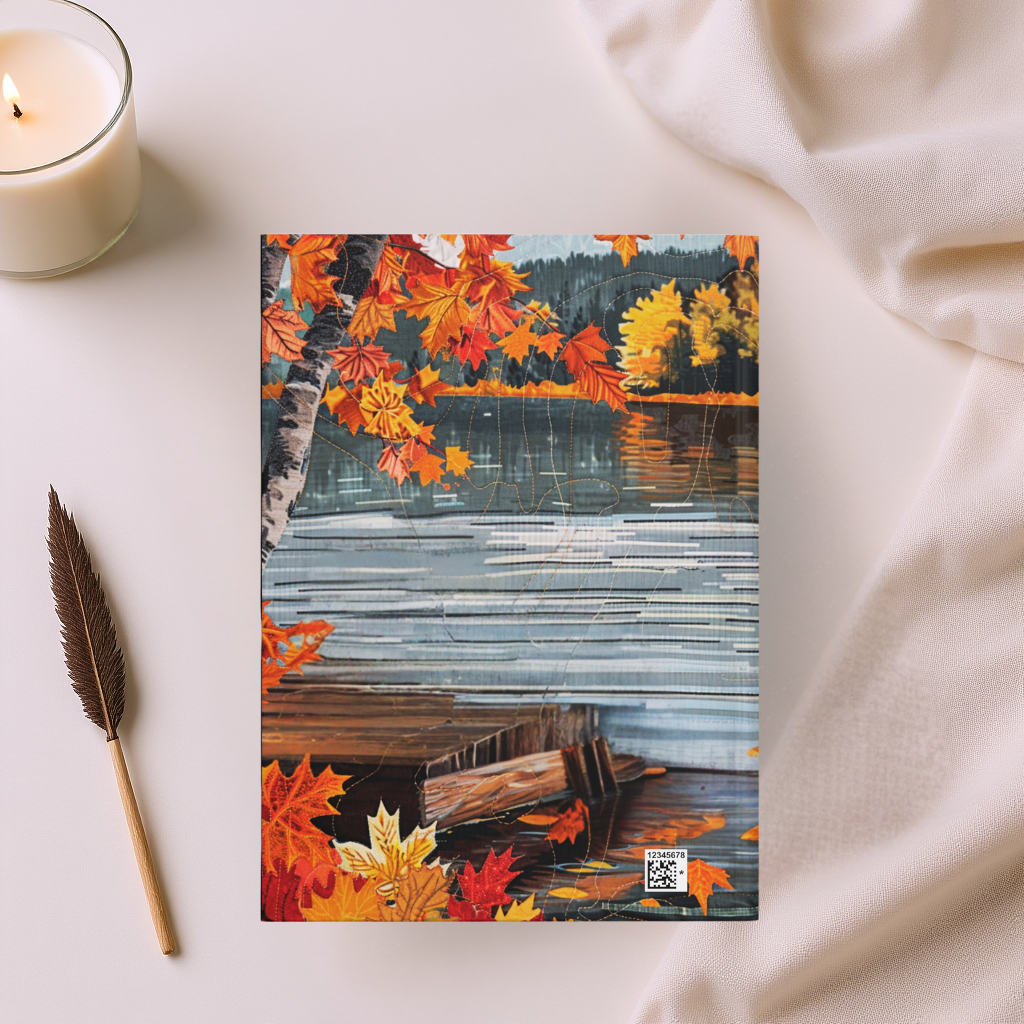 Quilted-Look Golden Retriever Journal - Autumn Lake Scene, Dog Gift