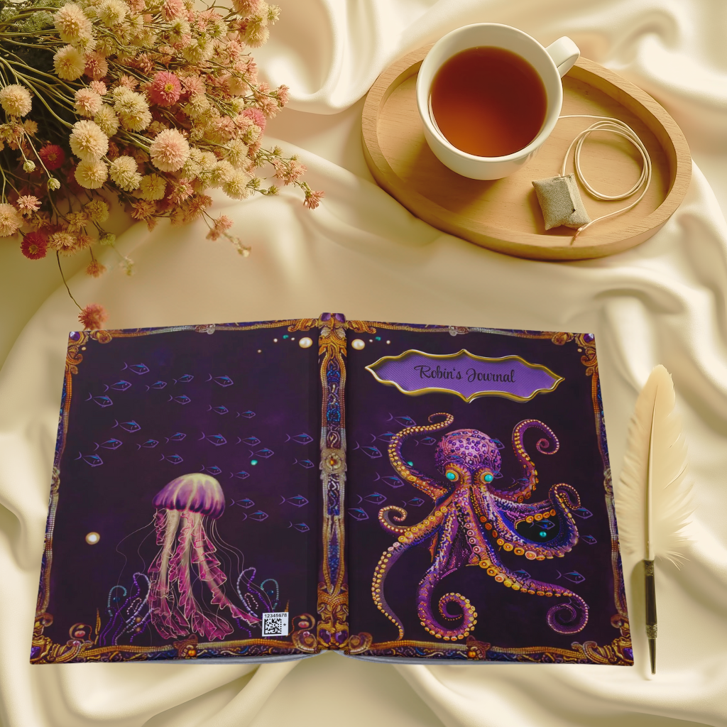 Beaded Look Octopus Journal – Mystical Ocean-Inspired Notebook Gift