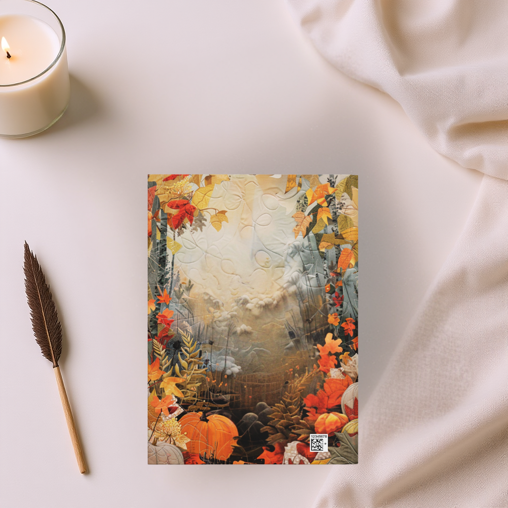 Quilted-Look Husky Journal - Autumn Forest Scene, Dog Lover Gift