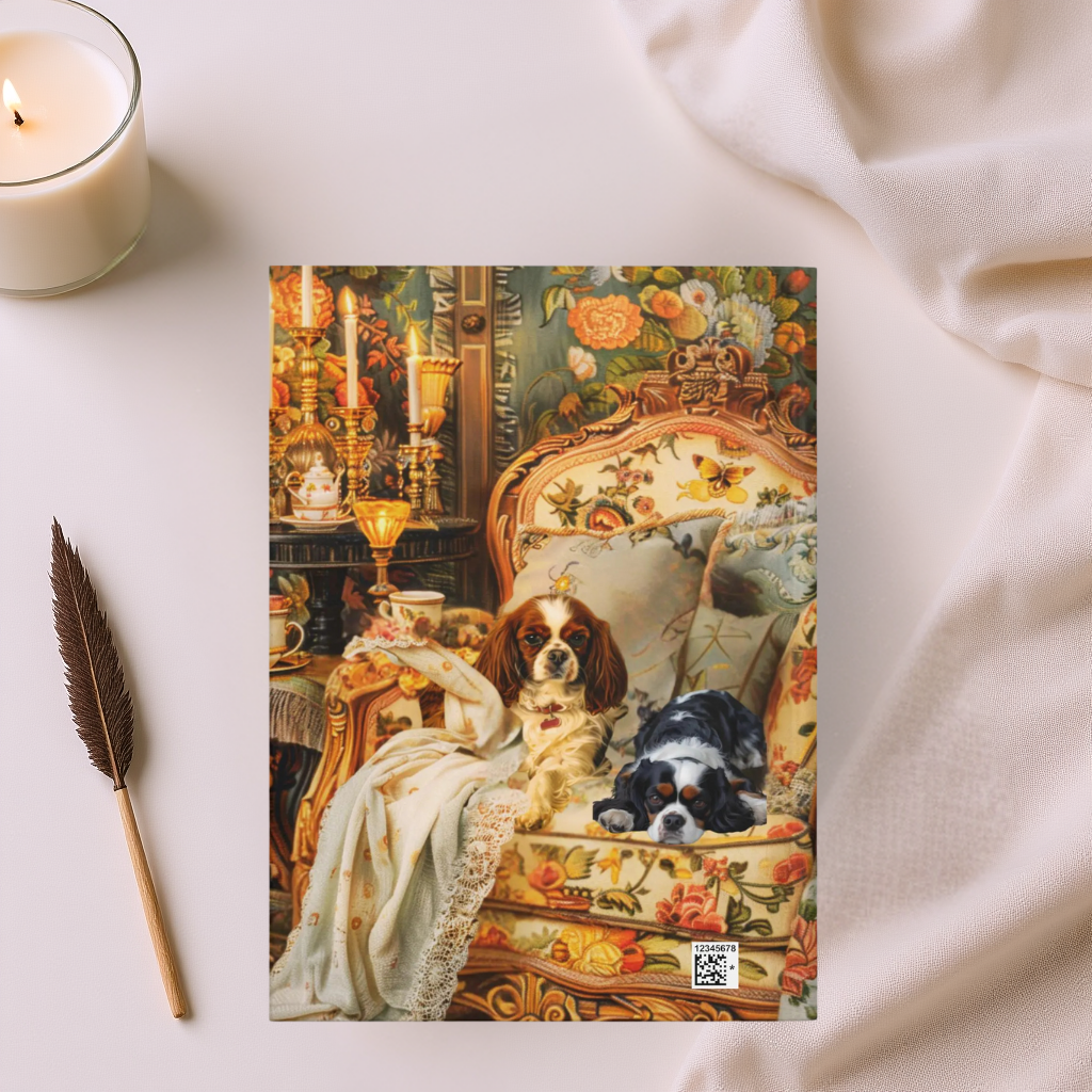 Quilted-Look Cavalier King Charles Journal - Vintage Armchair Scene