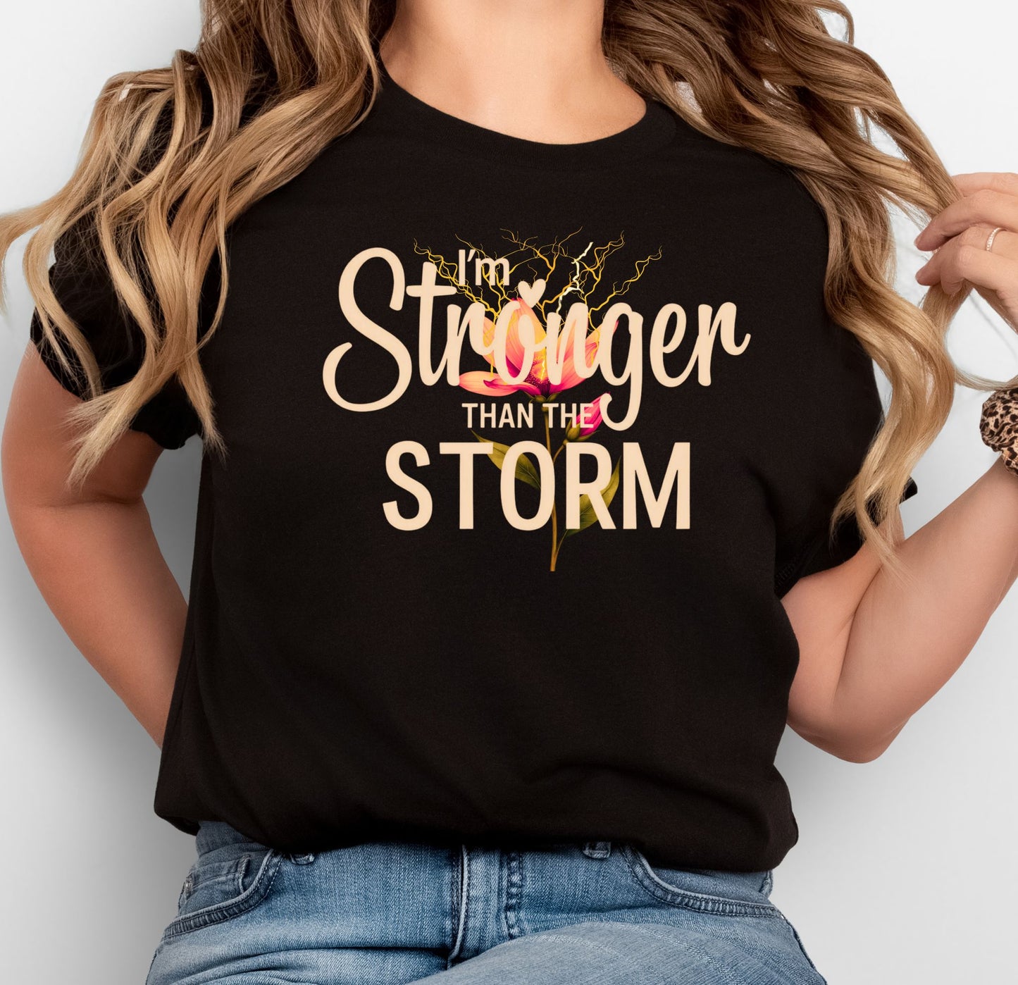 I'm Stronger Than The Storm – Empowerment Floral Tee