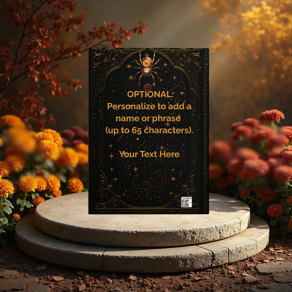 Steampunk Spider Journal – Mechanical Web Design with Vintage Clockwork Details – Hardcover Writing Notebook – Optional Personalization