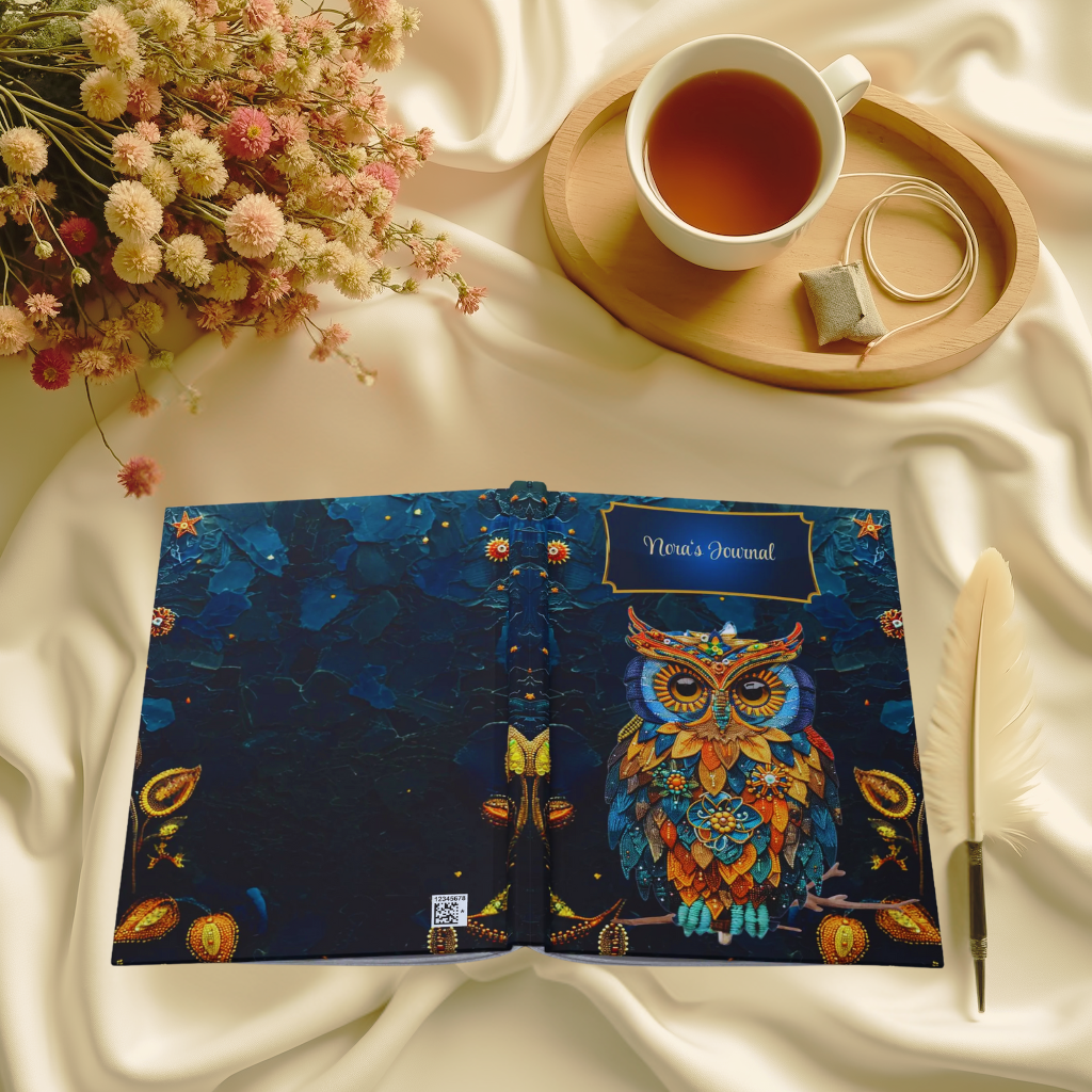 Beaded Look Owl Journal – Whimsical Nature-Inspired Writing Gift