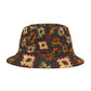 Nomad Ember Bucket Hat – Tribal Desert Pattern in Rust & Sand | Unisex All-Over Print Hat by Lace & Grit
