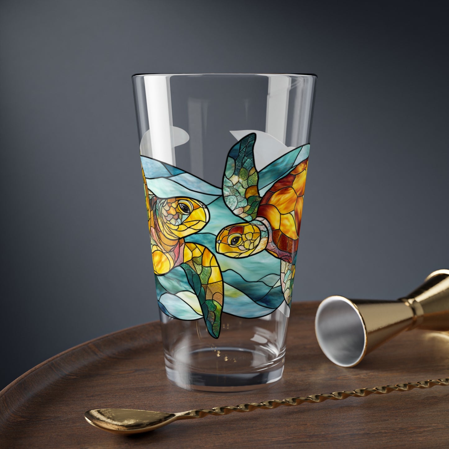 Sea Turtle – Stained Glass Look Mixing Glass
