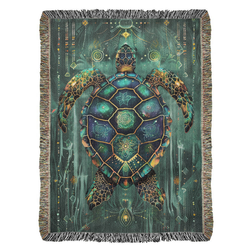 Beaded Look Sea Turtle – Woven Throw Blanket