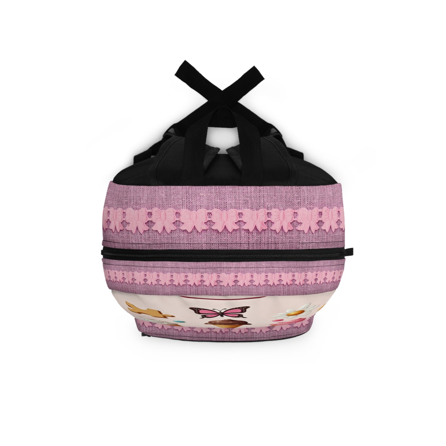 Cute Ice Cream Pattern Kids Backpack — Pink Butterfly & Dessert Print