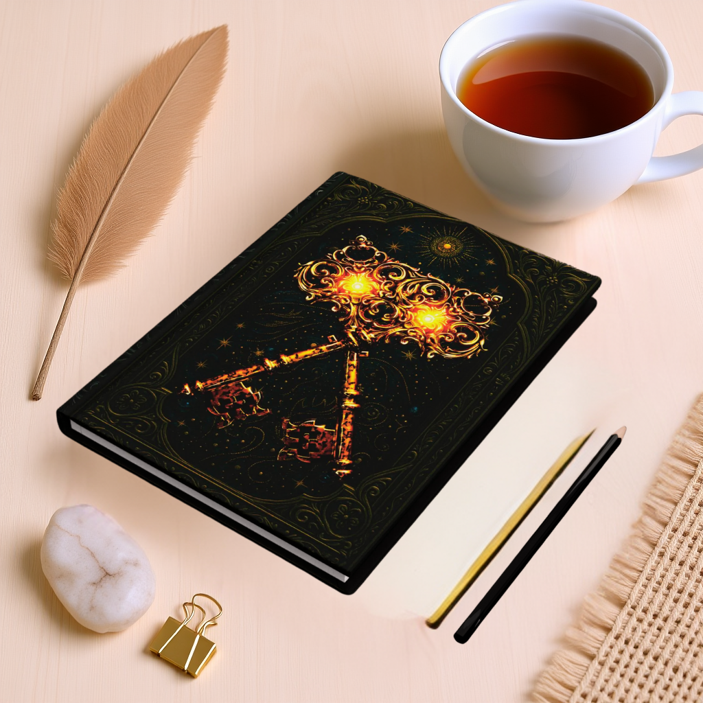 Celestial Keys Journal, Wraparound Art, Personalized Back, Notebook, Diary, Writing Gift