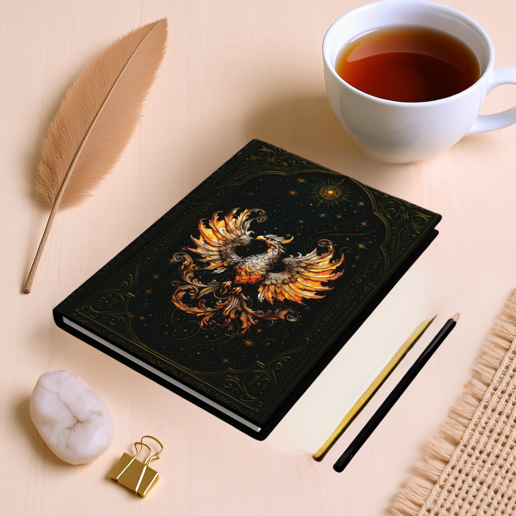Phoenix Hardcover Journal: Celestial Writing Notebook, Rebirth Symbol, Personalized Gift