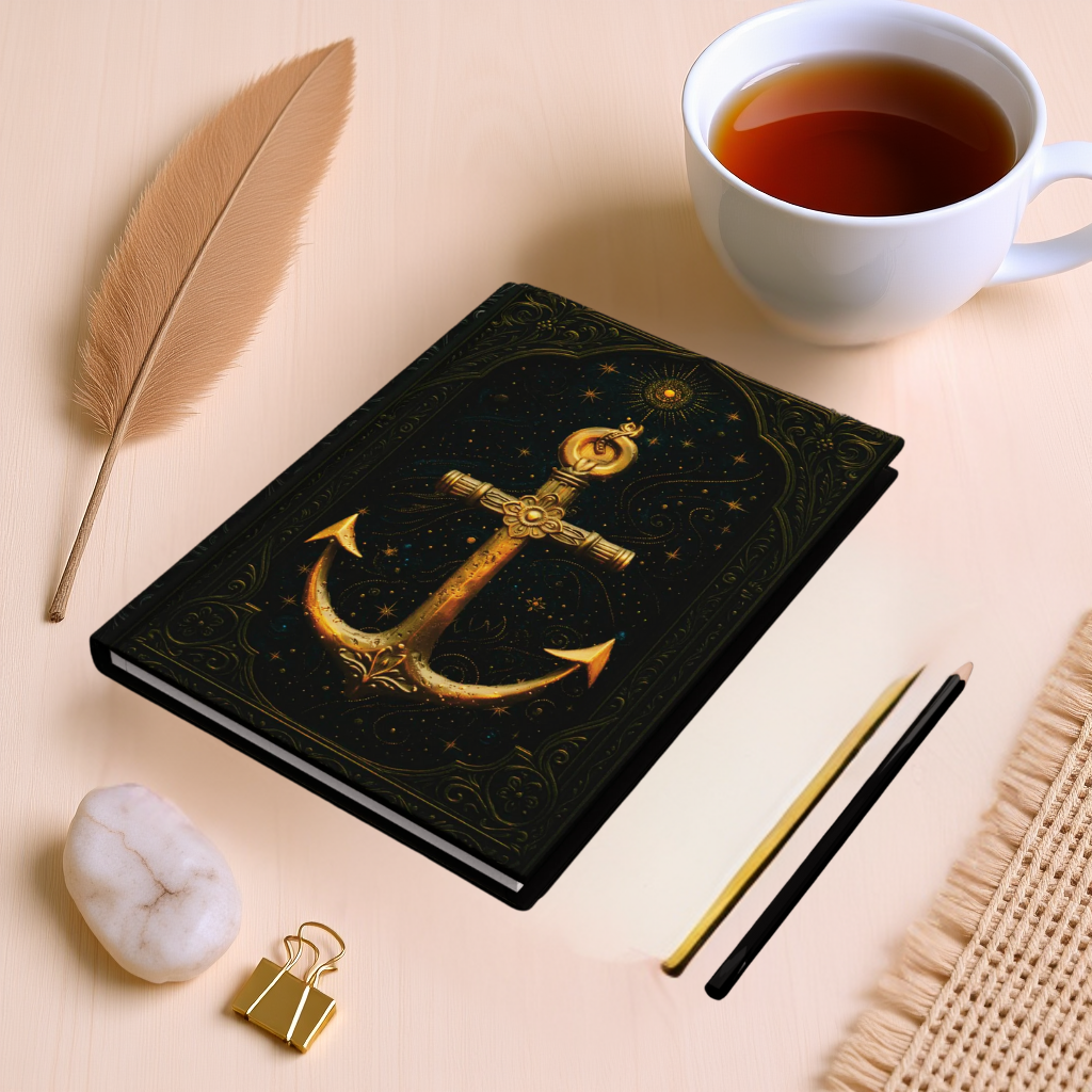 Anchor Wraparound Art, Personalized Back, Notebook, Diary, Writing Journal, Nautical Gift
