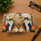 Quilted-Look Tuxedo Cat Journal - Autumn Lantern Scene, Cat Lover Gift