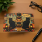 Quilted-Look Black Cat Journal - Autumn Lantern Scene, Cat Lover Gift