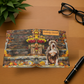 Quilted-Look Pit Bull Journal - Autumn Porch Scene, Dog Lover Gift