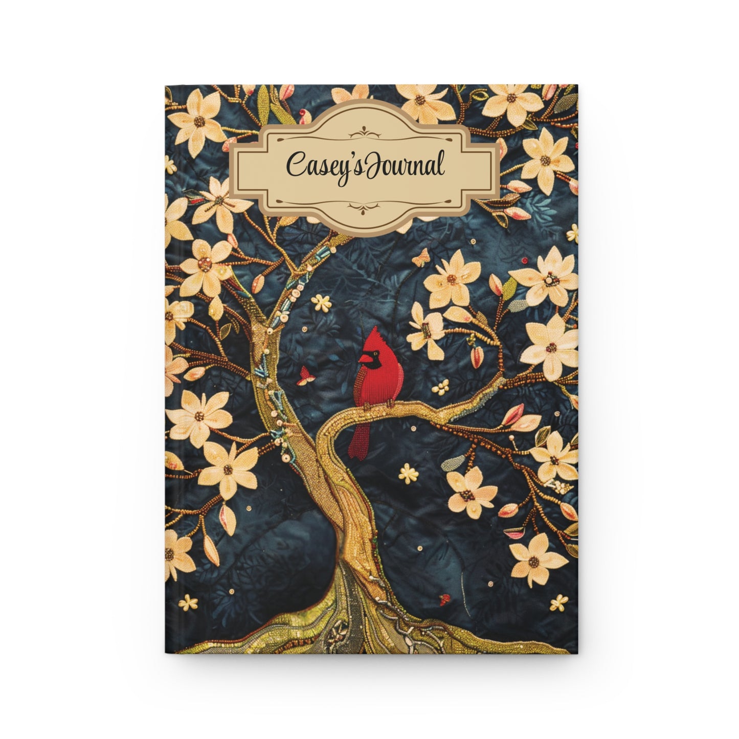 Beaded Look Cardinal – Hardcover Journal