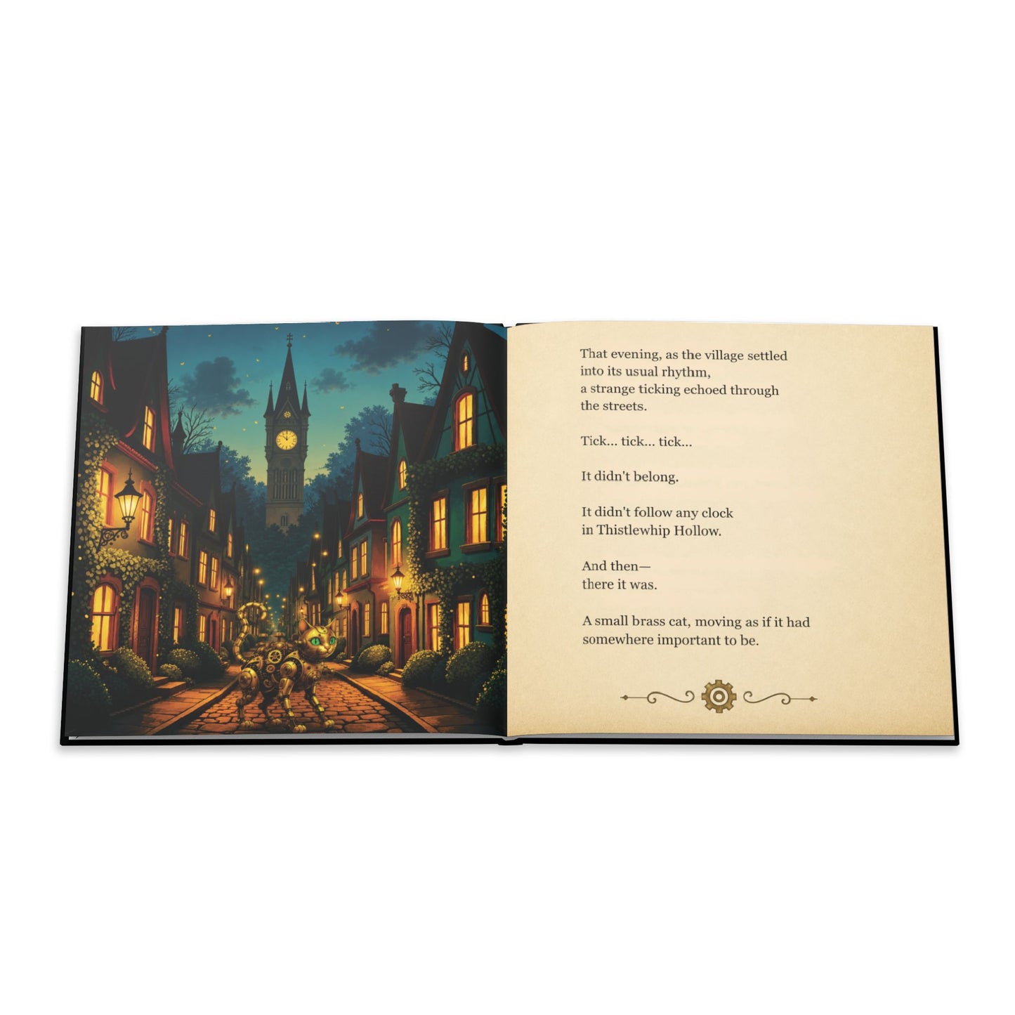 Miss Pepp and the Clockwork Cat Book, Personalized Hardcover Children's Book, Bedtime Story, Steampunk Picture Book, Gift